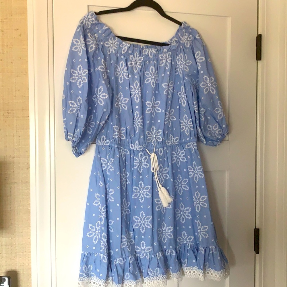 Eyelet off the shoulder dress